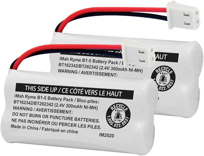 iMah BT162342/BT262342 2.4V 300mAh Ni-MH Cordless Phone Battery Pack, Also Compatible with BT183342/BT283342 AT&T EL52351 TL90070 VTech CS5119 DS6511 DS6722 LS6305 Handset