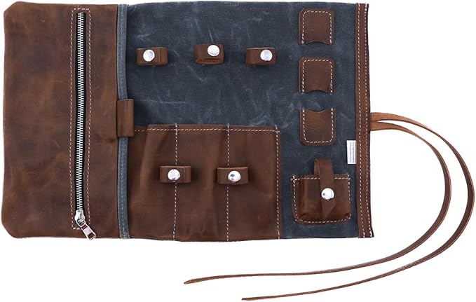 Tech Roll Organizer, Travel Tech Organizer, Cord Organizer, Jewelry Case (Natural - Brandy)
