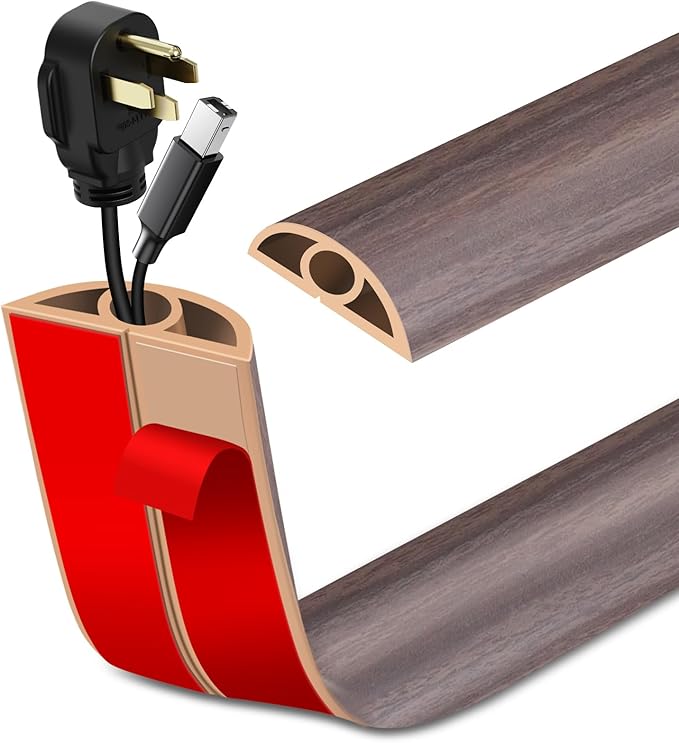LSGCQ Floor Cord Cover Self Adhesive Cord Hider Floor Cable Management — 0.79" x 3.3'