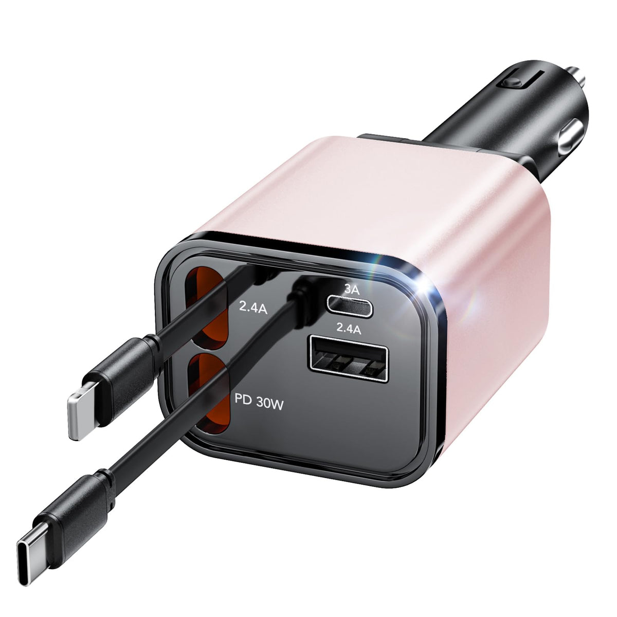 Retractable Car Charger for iPhone 18 Pro,75W Car Charger USB C Fast Charge