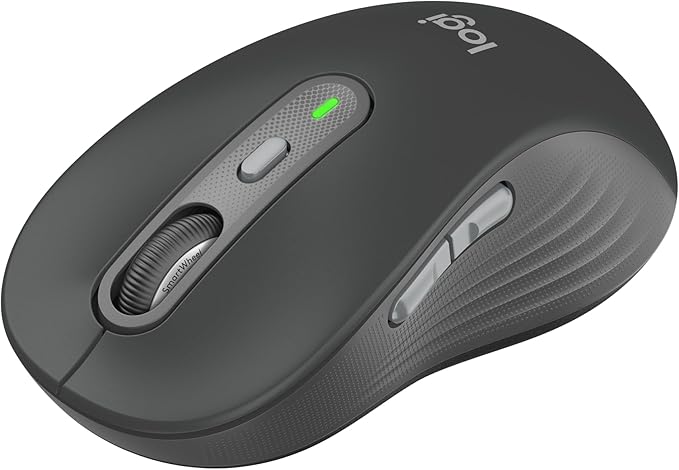 Logitech Signature Plus M750 Wireless Mouse – for Small to Medium Hands, SmartWheel, Bluetooth, Multi Device, 24-Month Battery, Silent Clicks, Customizable Side Buttons, Contoured Shape - Graphite
