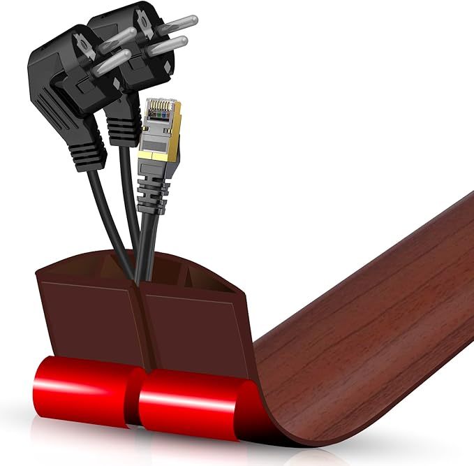 Floor Cord Cover Cavity 0.8"x0.37" Self Adhesive Cord Hider, 3.3FT Low Profile Cable Management, Extension Strip Protector for Wires, Prevent Cable Trips for Offices