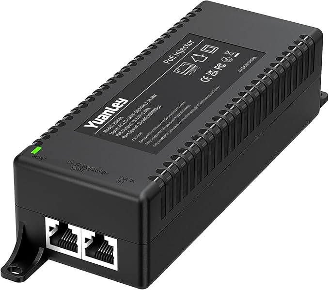 YuanLey Gigabit PoE Injector Adapter 30W, Converts Non-PoE to PoE Gigabit, Power Over Ethernet Injector 48V IEEE 802.3af/at, 10/100/1000Mbps PoE+ Injector Adapter Plug & Play, Distances Up to 325 Feet
