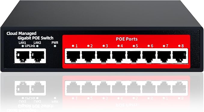 Poe Switch, 5 Port Gigabit PoE+ Switch, Easy Managed Gigabit Ethernet Switch, 4 Poe Ports @52W, 1 Uplink Ports, 1 SFP Slot, APP Smart Managed, Overload Protection w/ Port