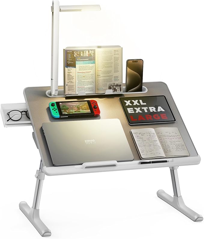 Laptop Bed Tray Desk with LED Desk Light, SAIJI Laptop Stand for Bed