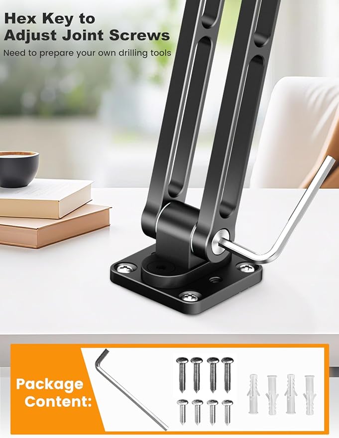 OHLPRO Aluminum Tablet Wall Mount Holder - 360° Adjustable & Extendable 3-Stage Arm for iPad Pro/Air/Mini, Galaxy Tab 5-13" | Heavy Duty Metal Stand for Kitchen, Office, Bedroom