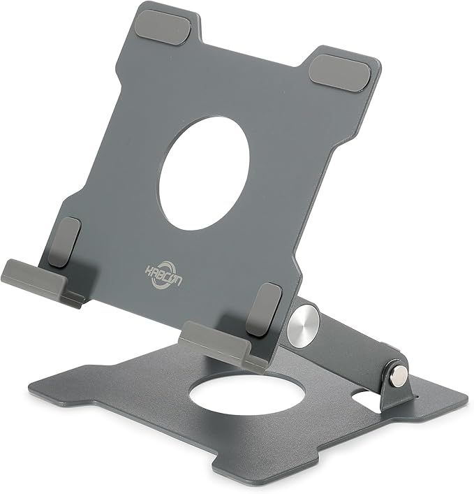 KABCON Tablet Stand,【Updated】 Adjustable Eye-Level Aluminum Solid Desktop Stand Holder,Compatible with iPad Series,Microsoft Surface Series,Samsung,Kindle Fire