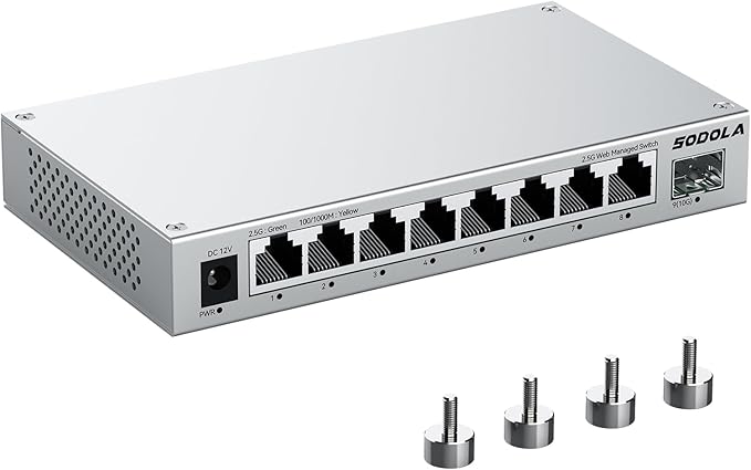 SODOLA 6 Port 2.5Gb Easy Web Managed Switch,4x2.5G RJ-45,2x10G SFP+
