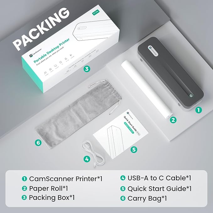 P1 Pro Thermal Printer, Large Format Portable Bluetooth Inkless Printer with 1 Roll Paper 8.5x11 Inch, Compatible with iPhone & Computer,Home Office Essentials