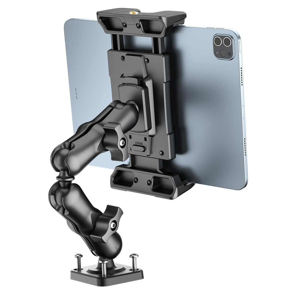 OHLPRO Tablet Mount for Truck - Heavy Duty Drill Base Tablet Holder for Car Dashboard, iPad Holder for All 5"-13" iPad Pro Samsung Galaxy Kindle fire Tablets and Car Wall etc. - 12-inch Arm