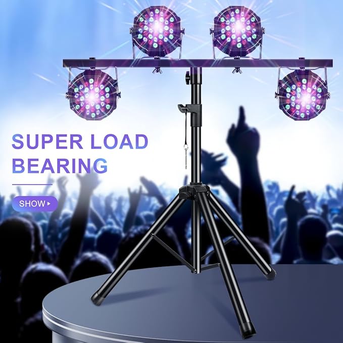 DJ Light Stand Heavy Duty Par Can Tripod T-Bar Stage Lights Stand Adjustable 39-100 Inch DJ Lighting Tripod Mount