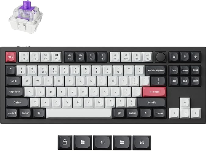 Keychron Q3 HE Wireless Custom Keyboard, 2.4 GHz/Bluetooth/Wired QMK Rapid Trigger 80% TKL Hot-Swappable Programmable RGB Gateron Double-Rail Magnetic Switches Gaming for Mac Windows