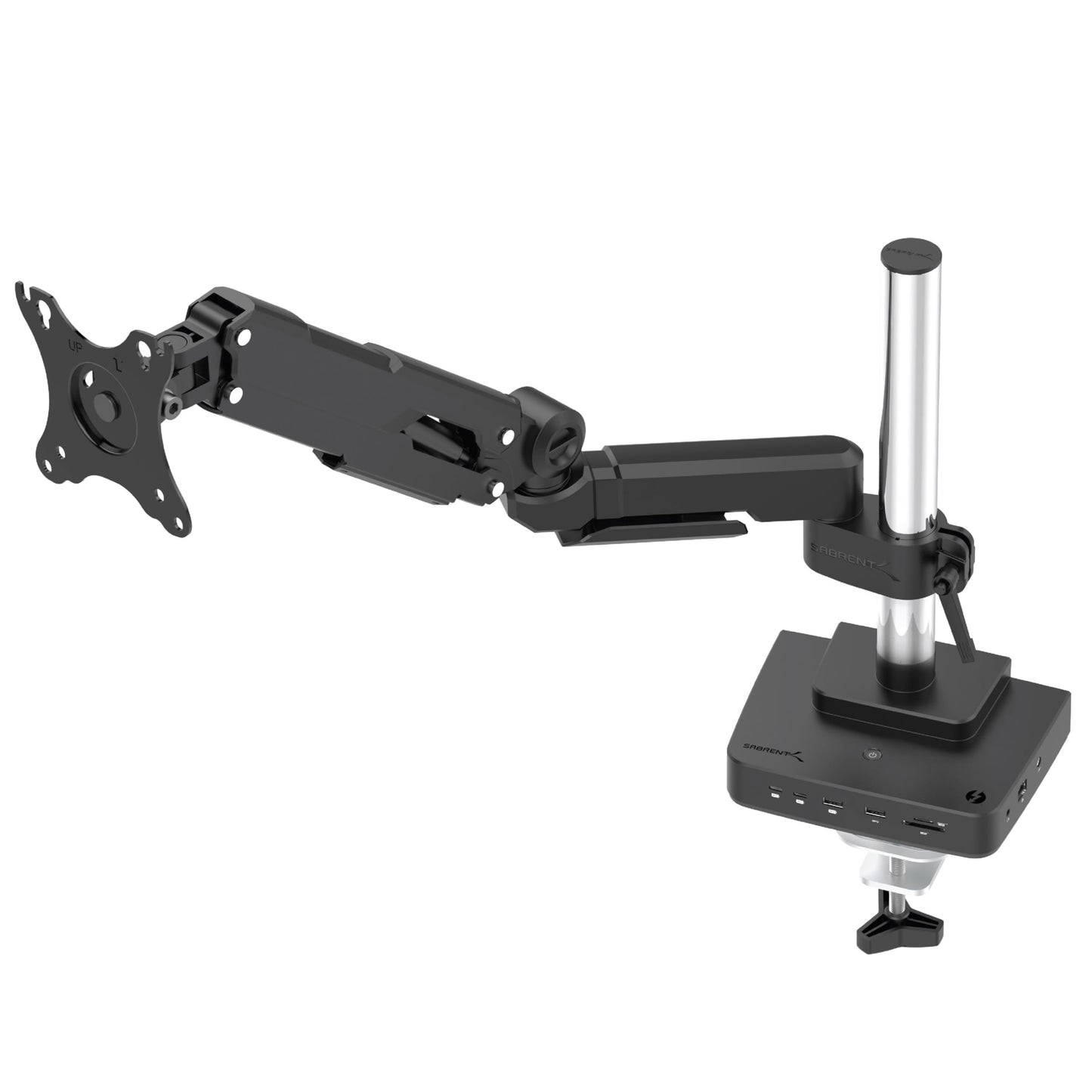 SABRENT Thunderbolt 4 Docking Station with Monitor Desk Mount, Gas-Lift Arm, 4 USB Ports, UHS-II Card Reader, Gigabit Ethernet, HDMI, DisplayPort, 8K/4K, VESA Mount for Monitors up to 32” (DS-T4WA)