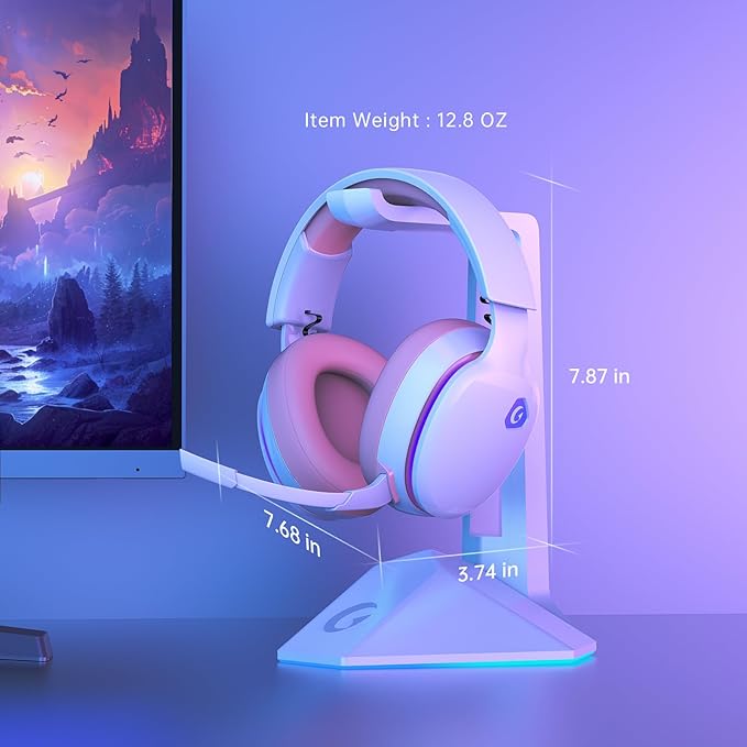 2.4GHz Wireless Gaming Headset for PS5, PS4 Fortnite & FPS Gamers, PC, Nintendo Switch, Bluetooth 5.3 Gaming Headphones with Noise Canceling Mic, Stereo Sound, 40+Hr Battery (Pink)