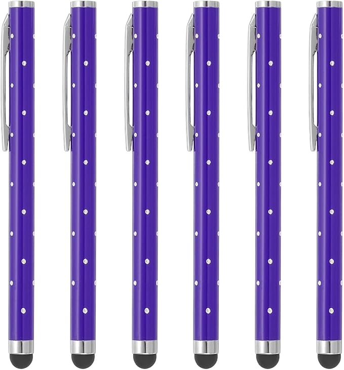 PATIKIL Stylus Pens for Touch Screens, 6 Pcs High Precision Universal Bling Stylus Crystal Metal Capacitive Pen for Touch Screen Devices Phone Tablets Laptop