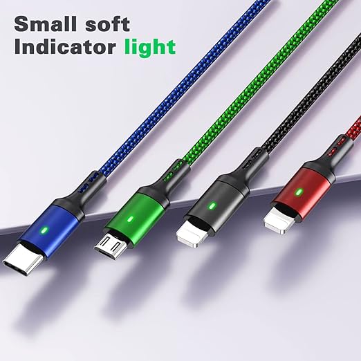 4 in 2 Multi Charging Cable 3.5A, 2Pack 6Ft Multiple fast Charging Cord USB A/C to Type C/Micro USB/Lightning Universal Braided USB C Charger Cable,Multi Chargers for Cell Phones,iPhone,Galaxy & More
