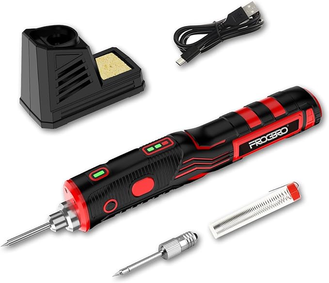 FROGBRO 11W 2500mAh USB Rechargeable Cordless Soldering Iron Kit 2 Tips