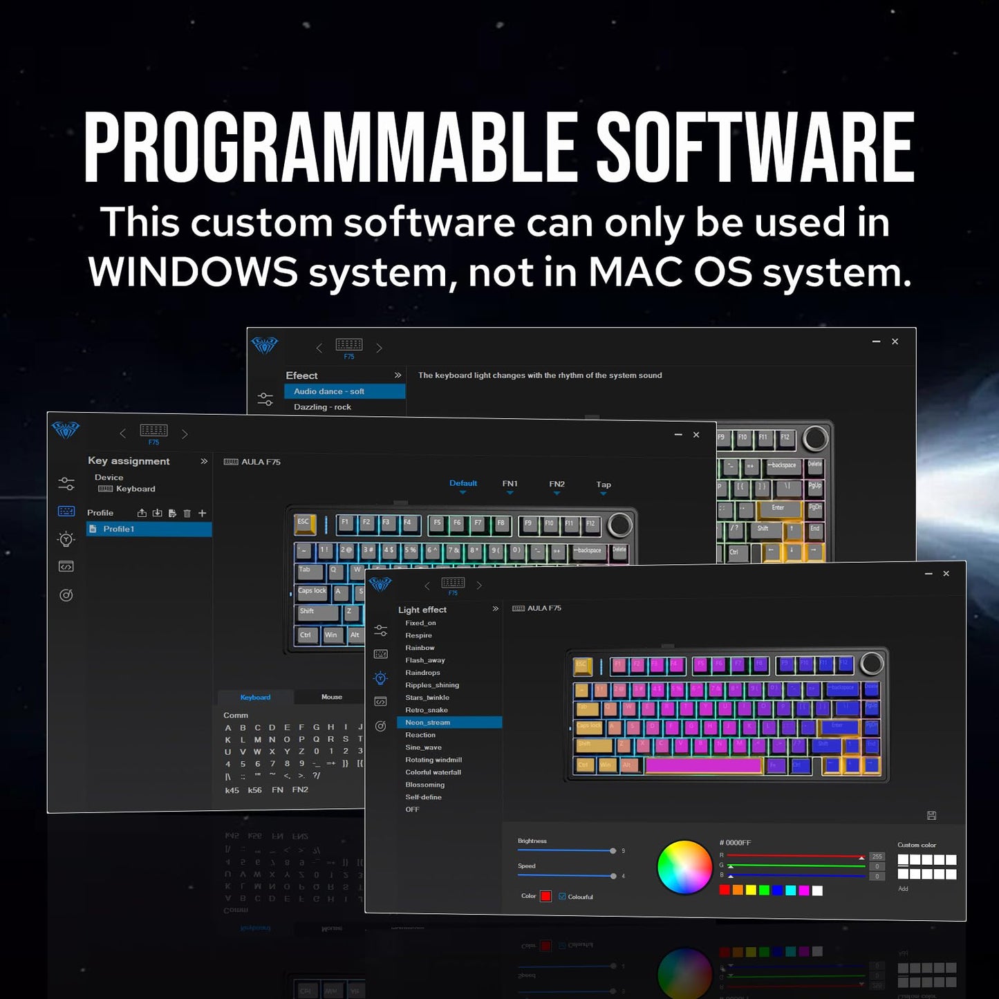 EPOMAKER x Aula F75 Gasket Mechanical Keyboard, 75% Wireless Hot Swappable Gaming Keyboard with Five-Layer Padding&Knob, BT/2.4GHz/USB-C, RGB (Purple, LEOBOG Reaper Switch)