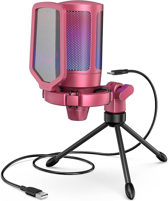 FIFINE AmpliGame A6VW Condenser USB Desktop Microphone for Gaming PC/PS5
