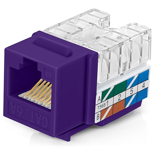 Everest 90 Degree RJ45 Cat6A Keystone Jacks Slim Profile 20-Pack Yellow