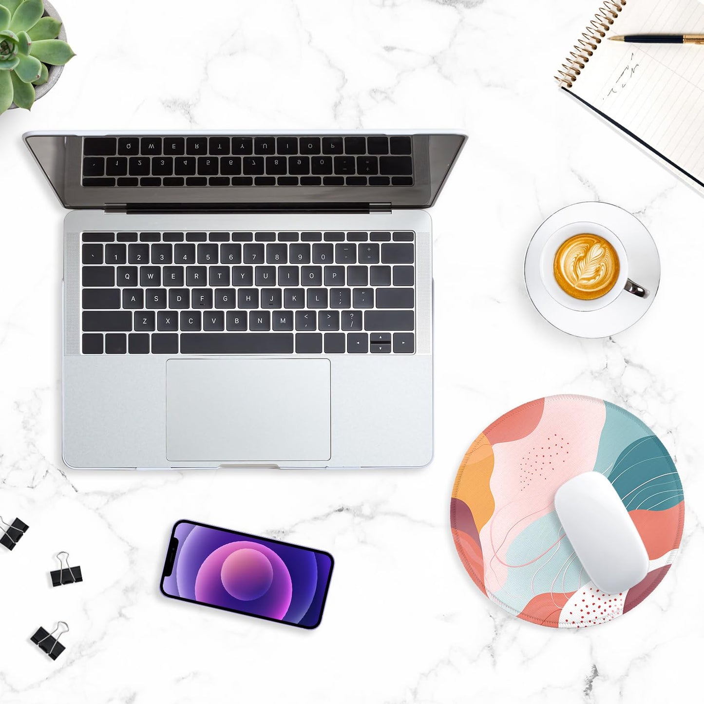 ITNRSIIET Round Mouse Pad with Stitched Edge Premium-Textured Waterproof Non-Slip Rubber Base Desktop Protection Mat Diameter 8.7 inches, Art Style Pattern