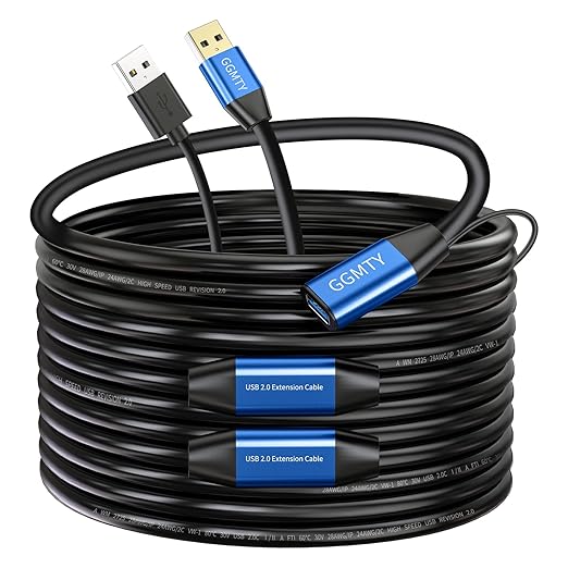 GGMTY USB 2.0 Type A Male to A Female Active Repeater Extension Cable 30ft, High Speed 480 Mbps
