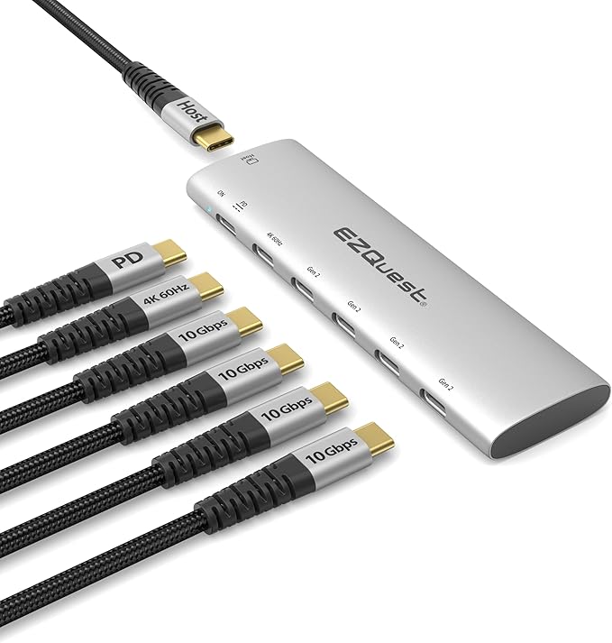 EZQuest USB C Hub Docking Station 7 in 1 with 3 Gen 2 10Gbs Ports, 3 USB A 3.0 Ports, 1 USB C Power Delivery 3.0 with 5Gbs Data, Compatible with MacBook/Dell/HP/Lenovo Laptops