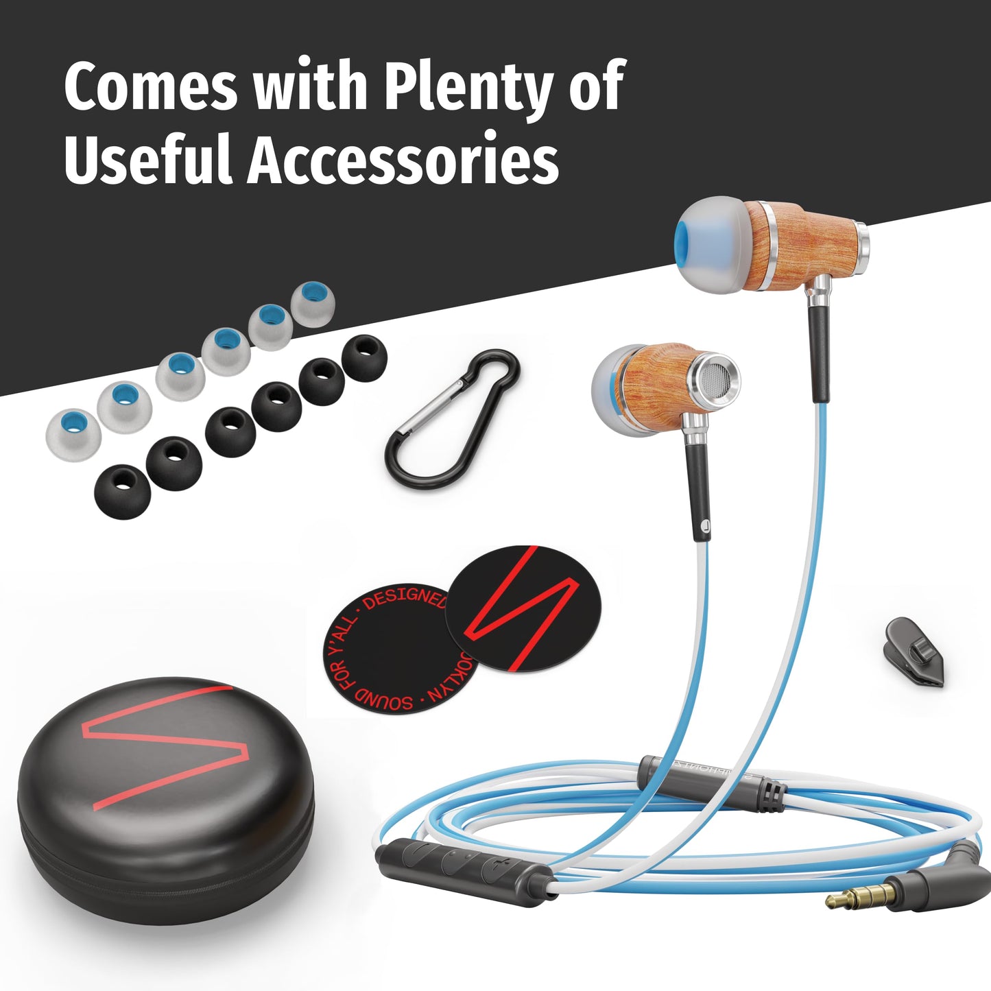 Symphonized Wired Earbuds 3.5mm Jack – Wooden Earphones with Mic & Volume Control, Plug In Ear Headphones Wire, Corded Ear Buds Wired Earbuds with Microphone for Computer, Laptop & Phone with Aux Cord