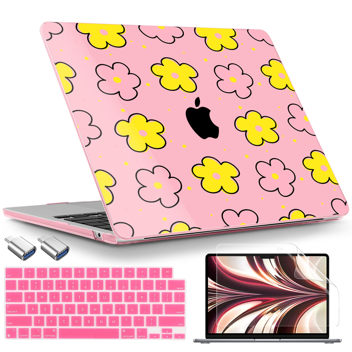TWOLSKOO Compatible with MacBook Air 13 inch Case M5 2026 M4 2025 M3 M2 2024-2022 A3449 A3240 A3113 A2681, Plastic Hard Shell & Keyboard Cover for MacBook Air 13.6 inch Case, Blue Chinoiserie