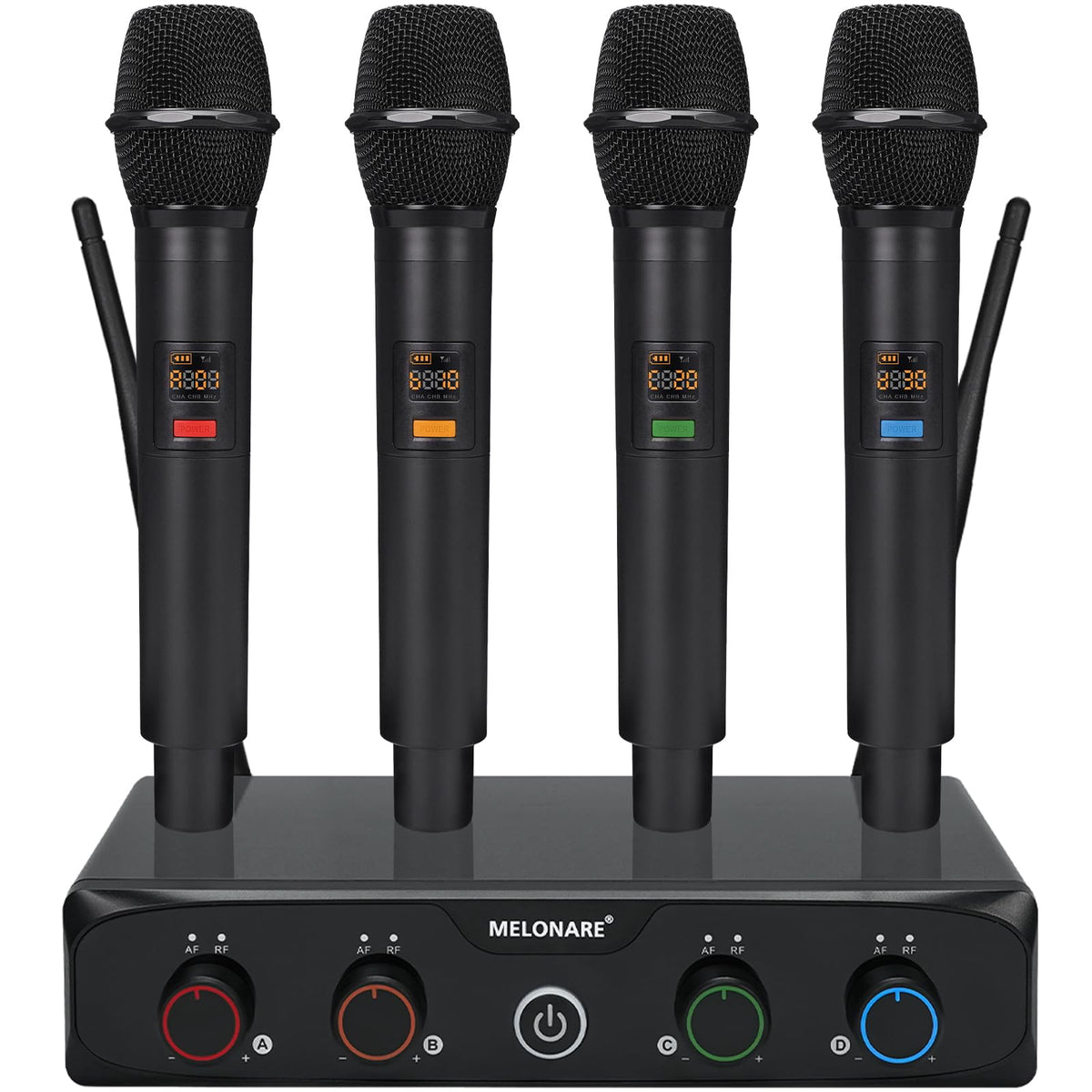 MELONARE 4x10 Freq. UHF Wireless Microphone System, 200FT Stable Signal