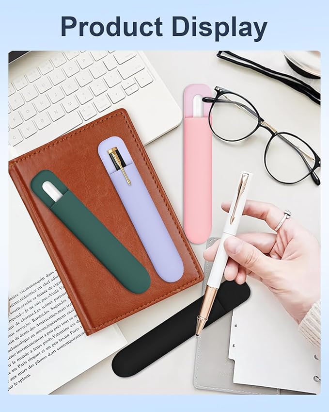 eZAKKA Silicone Pencil Holder For Most Pens,Pencils, 7.8 inch Self-Adhesive Stick To Notebooks,Diary, Desks,Tablet, Purple, 1 Pack
