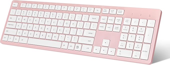 LeadsaiL Purple Wireless Keyboard, 2.4GHz Full-Sized Ergonomic Computer Keyboard, Cordless Noiseless Keyboard,12 FN Shortcuts for Windows MacOS Laptop Computer