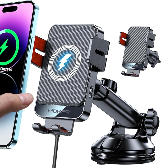 Wireless Car Charger 15W Fast Charging Dash Windshield Vent Car Mount