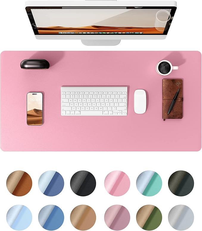 YSAGi Large Extended PU Leather Desk Pad Protector – Non-Slip Waterproof Desk Mat for Office & Home, Easy Clean Mouse Pad & Laptop Writing Blotter 35.4"x17" Black — 35.4" x 17"
