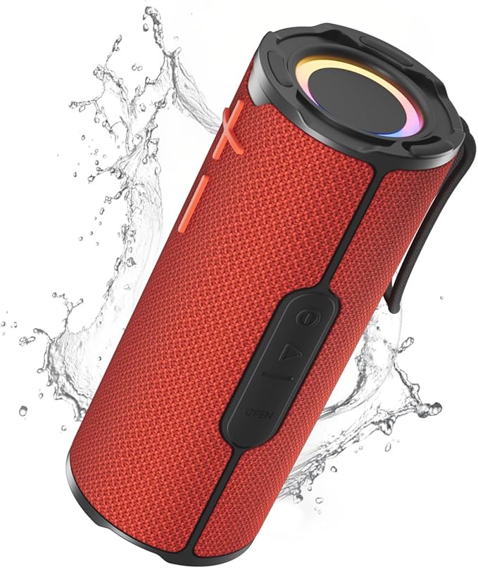 COOPERS Portable Bluetooth Speaker, IPX5 Waterproof Speakers with RGB Lights, Loud Stereo Sound Deep Bass, Long Playtime TWS Pairing for Home/Party/Outdoor Beach