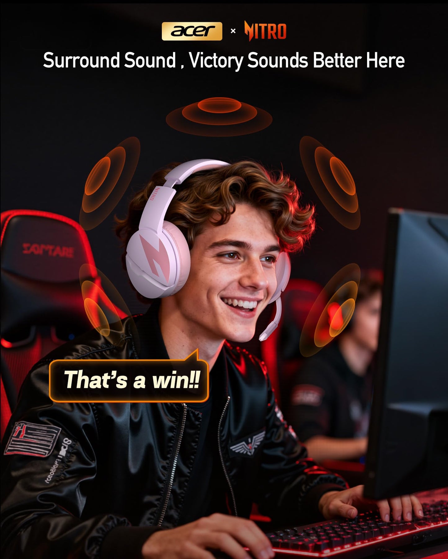 acer Wireless Gaming Headset, PS5 Headset with 2.4GHz for Ps5, Ps4, PC, Switch, Bluetooth 5.3 + 100Hrs Gaming Headphones with Noise Canceling Mic for Laptop, Mobile, Mac, 50mm Drivers (Pink)