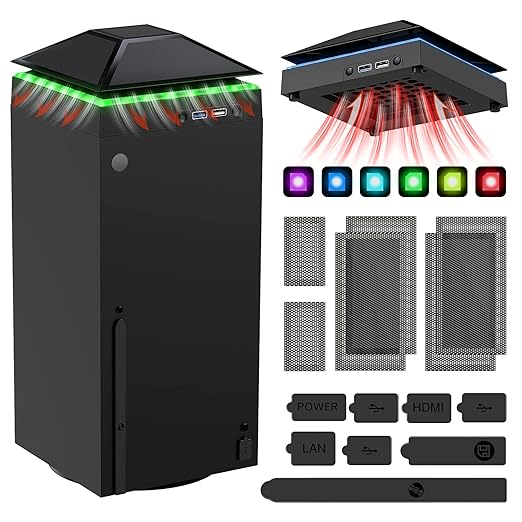 Cooling Fan Dust Proof for Xbox Series X Console with Colorful Light Strip