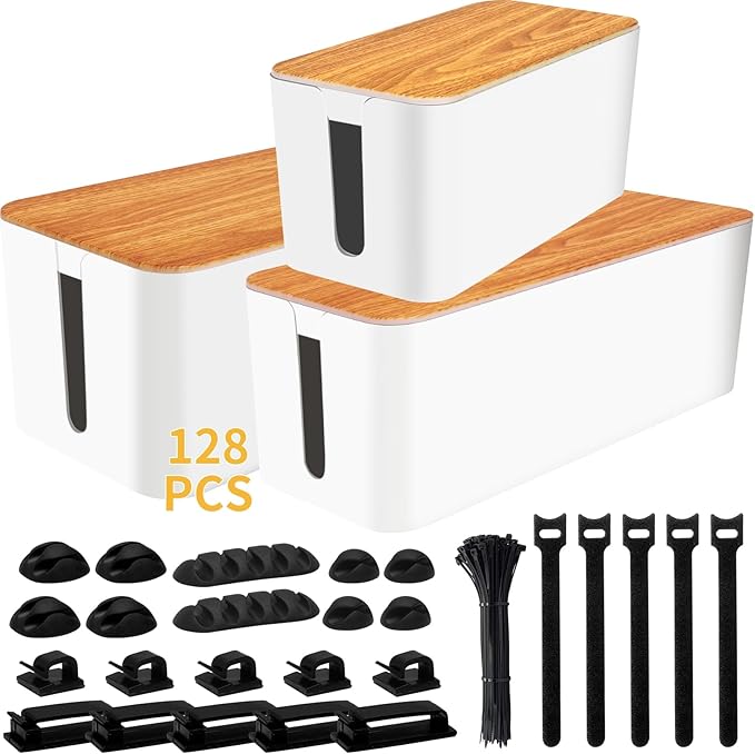 YUANYE Cable Management Box Cable Management Kit for Power Strip to Hide Wires,Cord Organizer Boxes,Safe ABS Material Wire Organizer of Cable Clips Sleeve for Home & Office