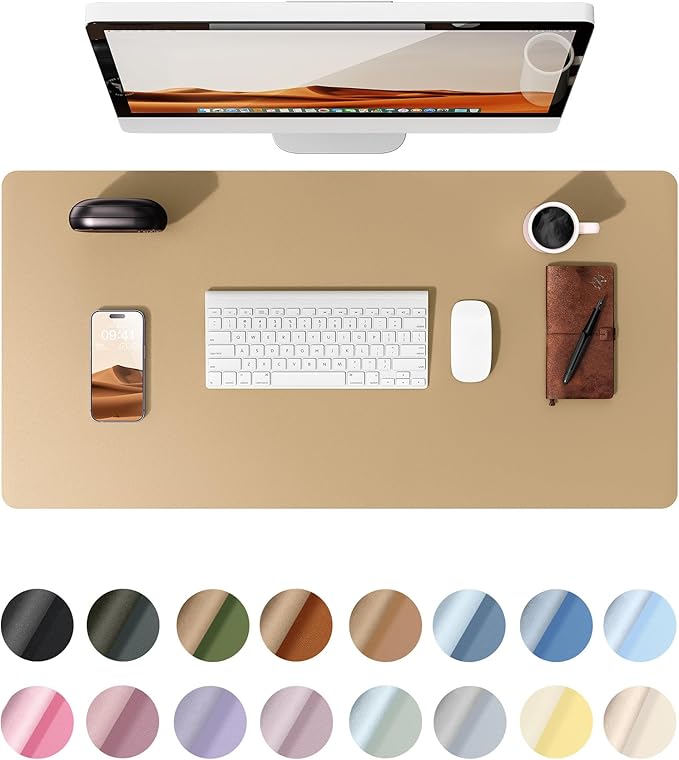 YSAGi Large Extended PU Leather Desk Pad Protector – Non-Slip Waterproof Desk Mat for Office & Home, Easy Clean Mouse Pad & Laptop Writing Blotter 35.4"x17" Black — 35.4" x 17"