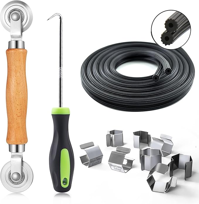 King&Charles Screen Repair Kit,Roller+0.14”x32ft Spline+Hook