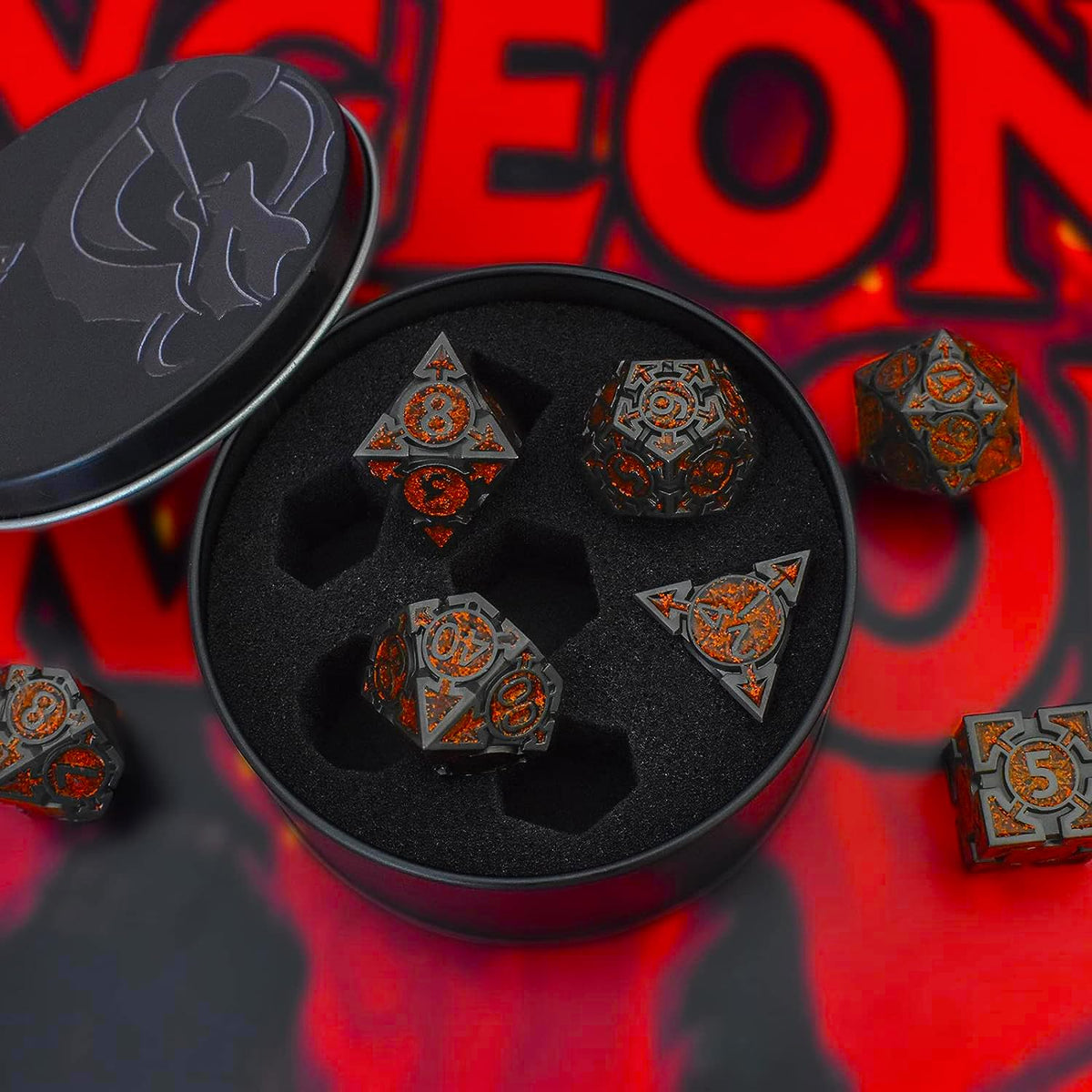 Metal DND Dice Set - High Artistic Making Dungeons and Dragons Dice, Large Weighted Metallic D&D Dice Sets - Polyhedral Role Playing Dice for MTG RPG, Silver Purple D and D Dice with DND Gift Box