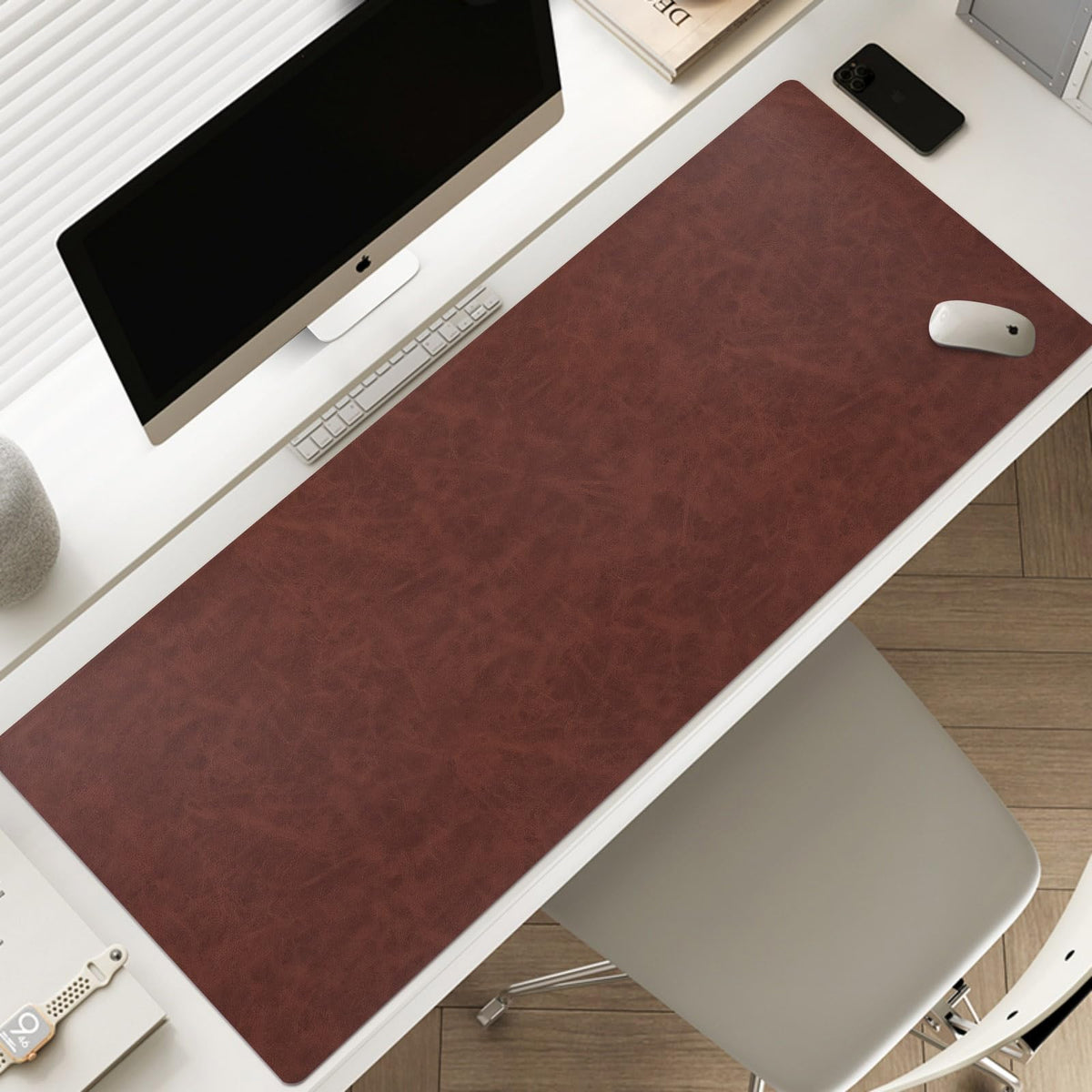 Leather Desk pad for Computer and laptops, Ideal for Gaming and Office use, Large Mouse pad and Keyboard mat,Desk mat Special for man. A complimentary Wrist pad and Phone Stand (Black, 39.37"*17.7")