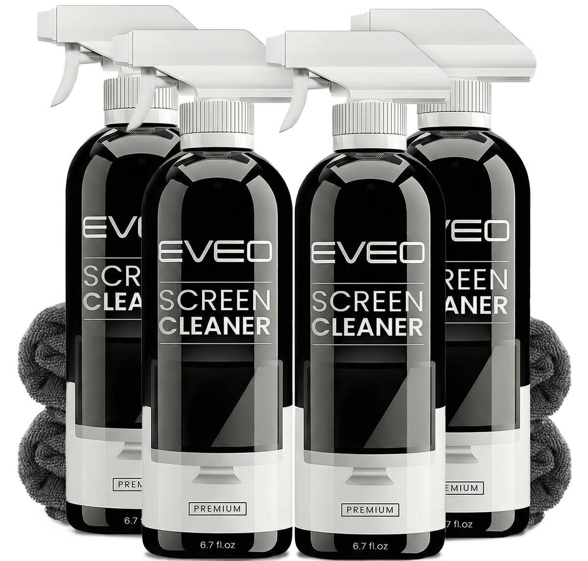 EVEO® Screen Cleaner Spray Kit (Streak-Free) TV Screen Cleaner for Smart TV, LCD, LED, OLED | Computer Screen Cleaner Spray and Wipe Microfiber Cloth - TV, Monitor, Laptop, iPad, Car - 6.7oz 2 Pack