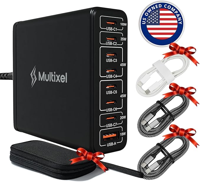 Upgraded 240W 8 Ports GaN Charger, USB Charging Hub, Multi USB C Charger Station, USB-C Charging Hub for MacBook Pro/Air/iPad Pro/iPhone/Samsung Galaxy Note