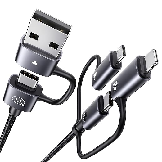 YOUSAMS 240W Multi Charging Cable, 4ft 6-in-1 USB C Cable Fast Charging Cords with USB-C/A Ports to IP/Type C/Micro Connectors for Pad/Cell Phones/Tablets/Laptop