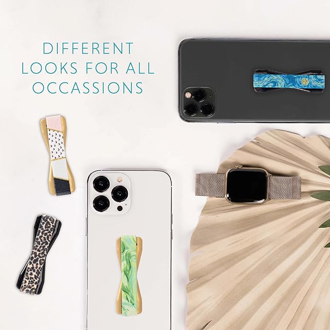 LOVEHANDLE Universal Phone Grip for Smartphones & Mini Tablets - Phone Holder for Hand - Wireless Charging Compatible - Made in The USA - Wavy American Flag with Black Base