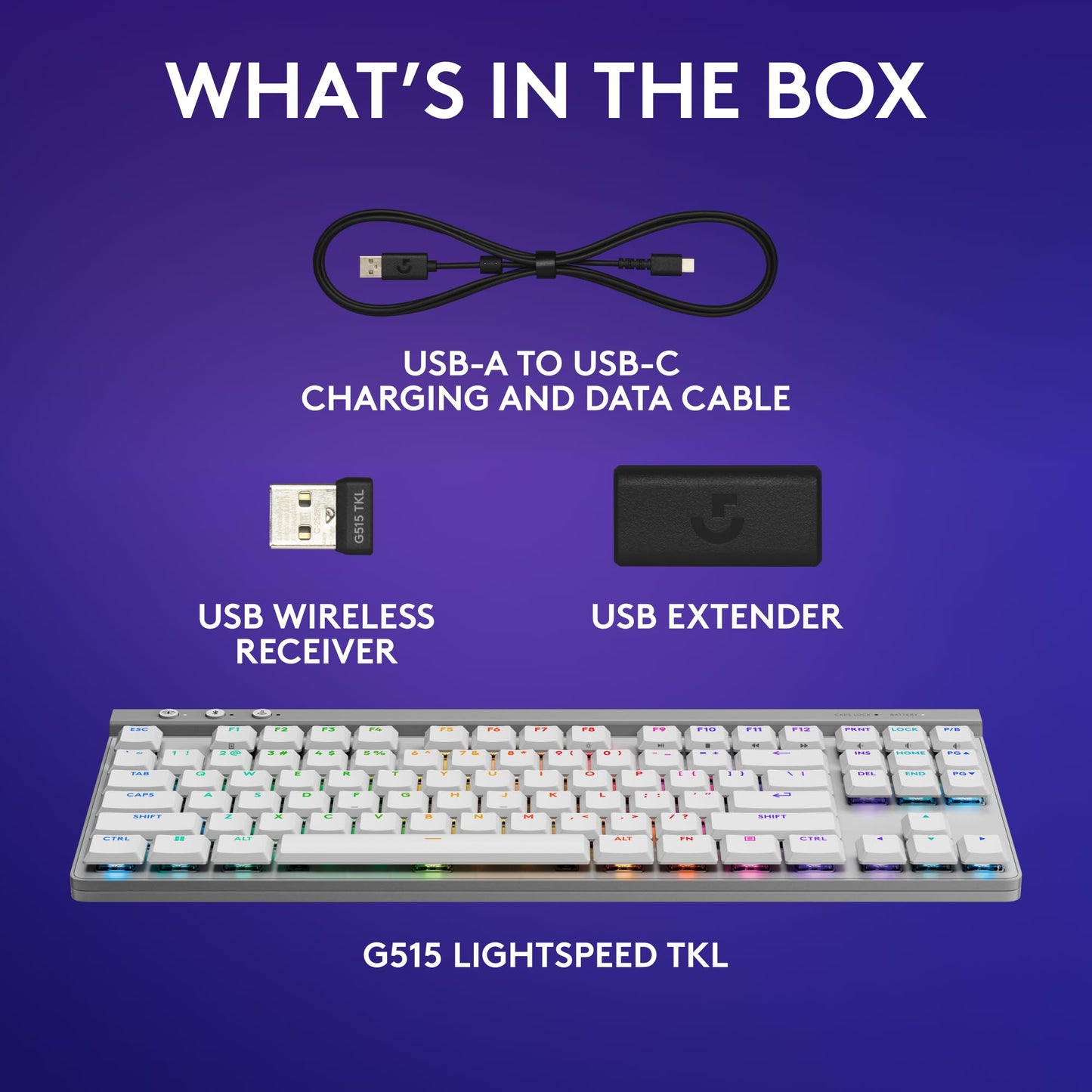 Logitech G515 Lightspeed TKL Wireless Gaming Keyboard (Linear) - White