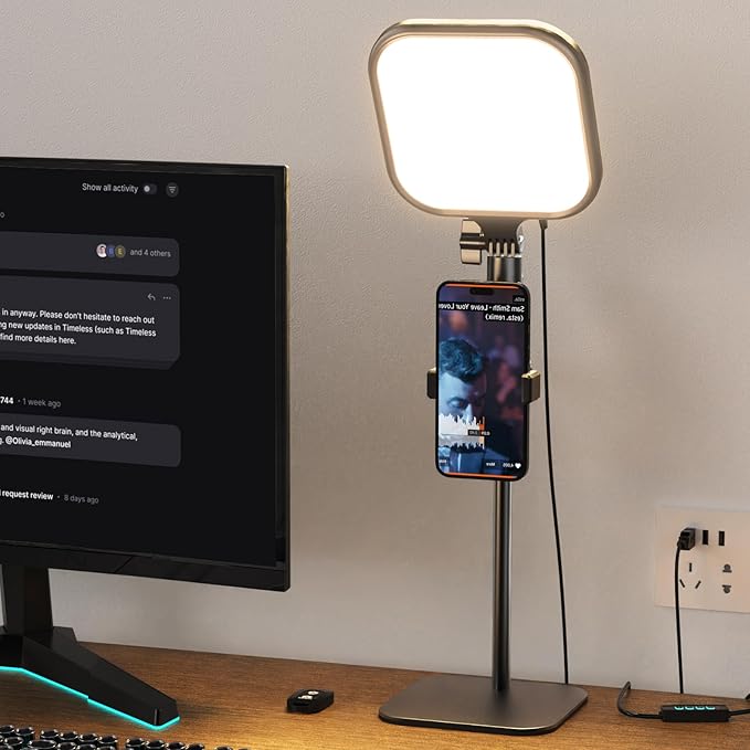 UBeesize Zoom Lighting for Computer, Video Conference Lighting for Video Calls, Desk Light with Stand and Phone Holder for Webcam, Home Office, Podcast, Online Meetings