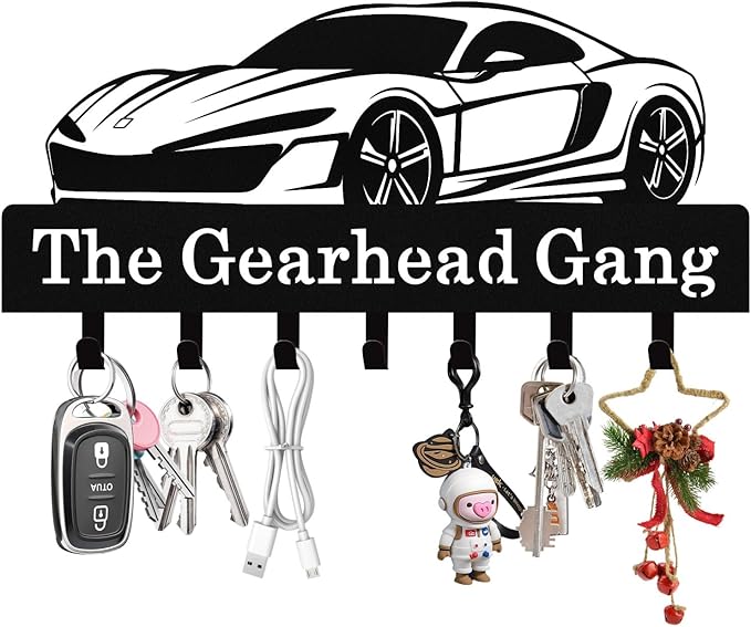 Syneiro Personalized Car Key Holder Wall Mount, Custom Metal Key Rack Key Holder with Name, Deer Cabin Wall Keys Hanger with Hooks for Entryway, Front Door, Hallway, Kitchen, Living Room