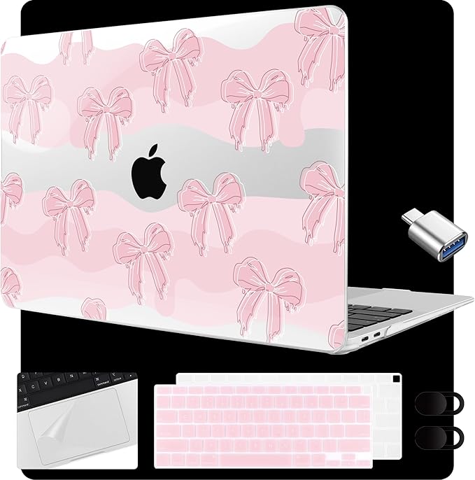 MEEgoodo for MacBook Air 13.3 inch Case 2021 2020 2019 2018 A2337 M1 A2179 A1932,Clear Case for MacBook Air M1,Laptop Shell with Keyboard Webcam Cover&Trackpad Film&Type C Adapter